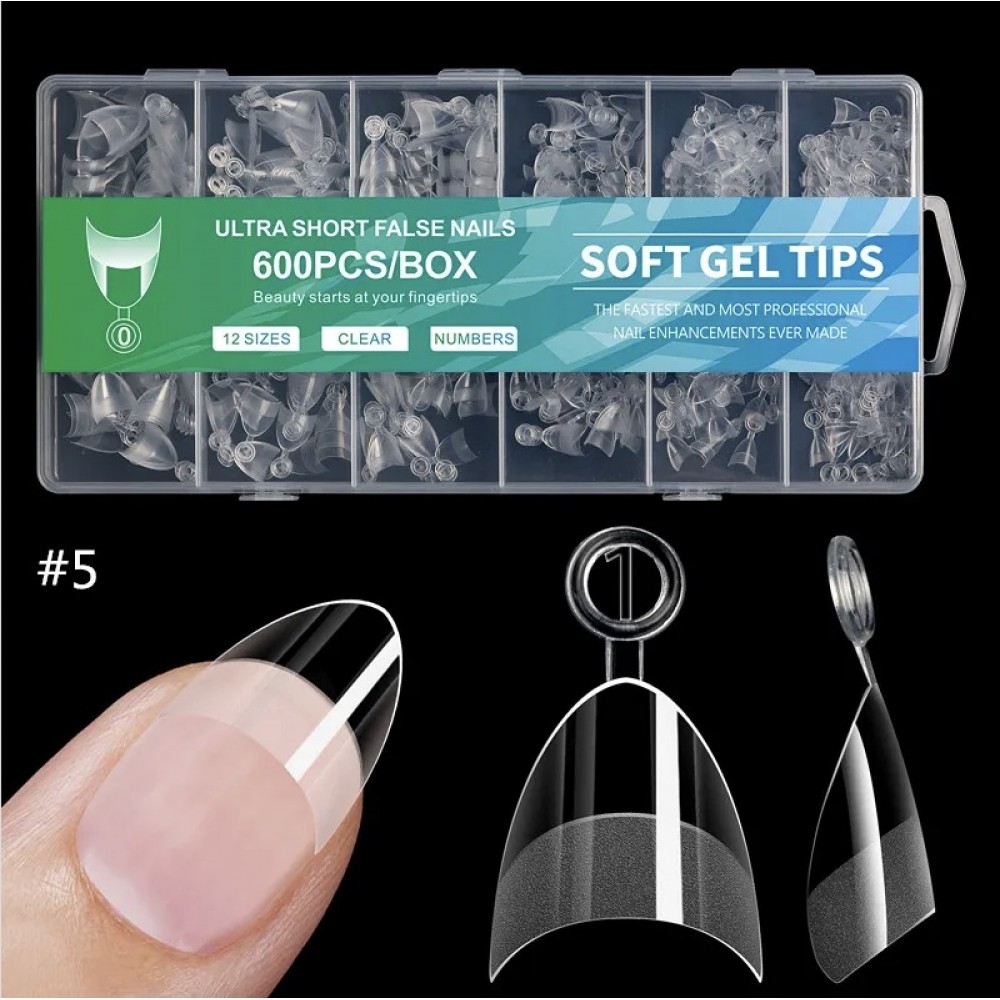 Soft Gel Tips French Half-Cover #05  600Pcs
