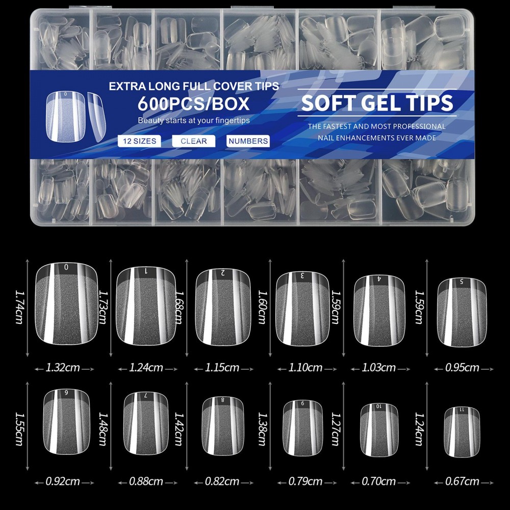 Soft Gel Tips 600Pcs Square Small
