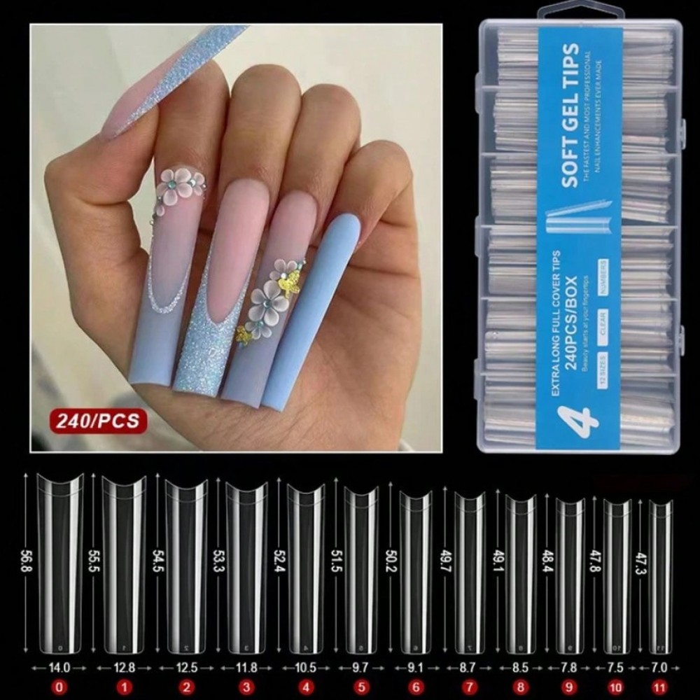 Soft Gel Tips Square 3XML Full Cover 240Pcs 104-4