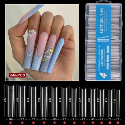 Soft Gel Tips Square 3XML Full Cover 240Pcs 104-4