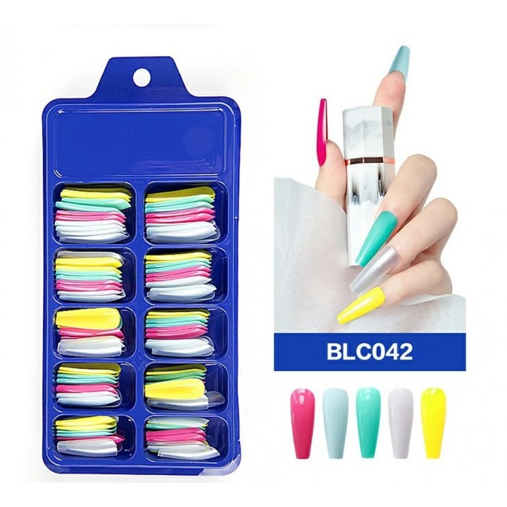 Χρωματιστά Tips Νυχιών  Coffin (Ballerina) 100Pcs BLC042