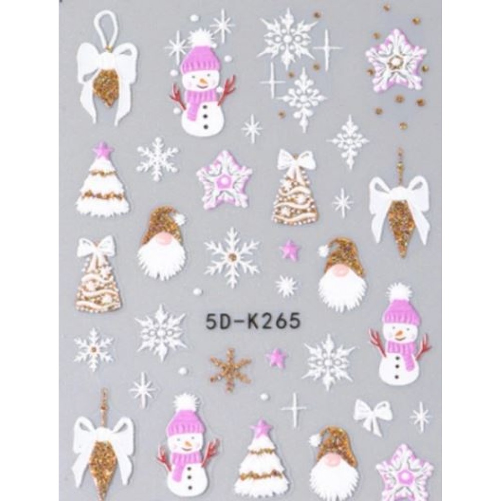 Αυτοκόλλητα Νυχιών Christmas 5D-K265 Gold