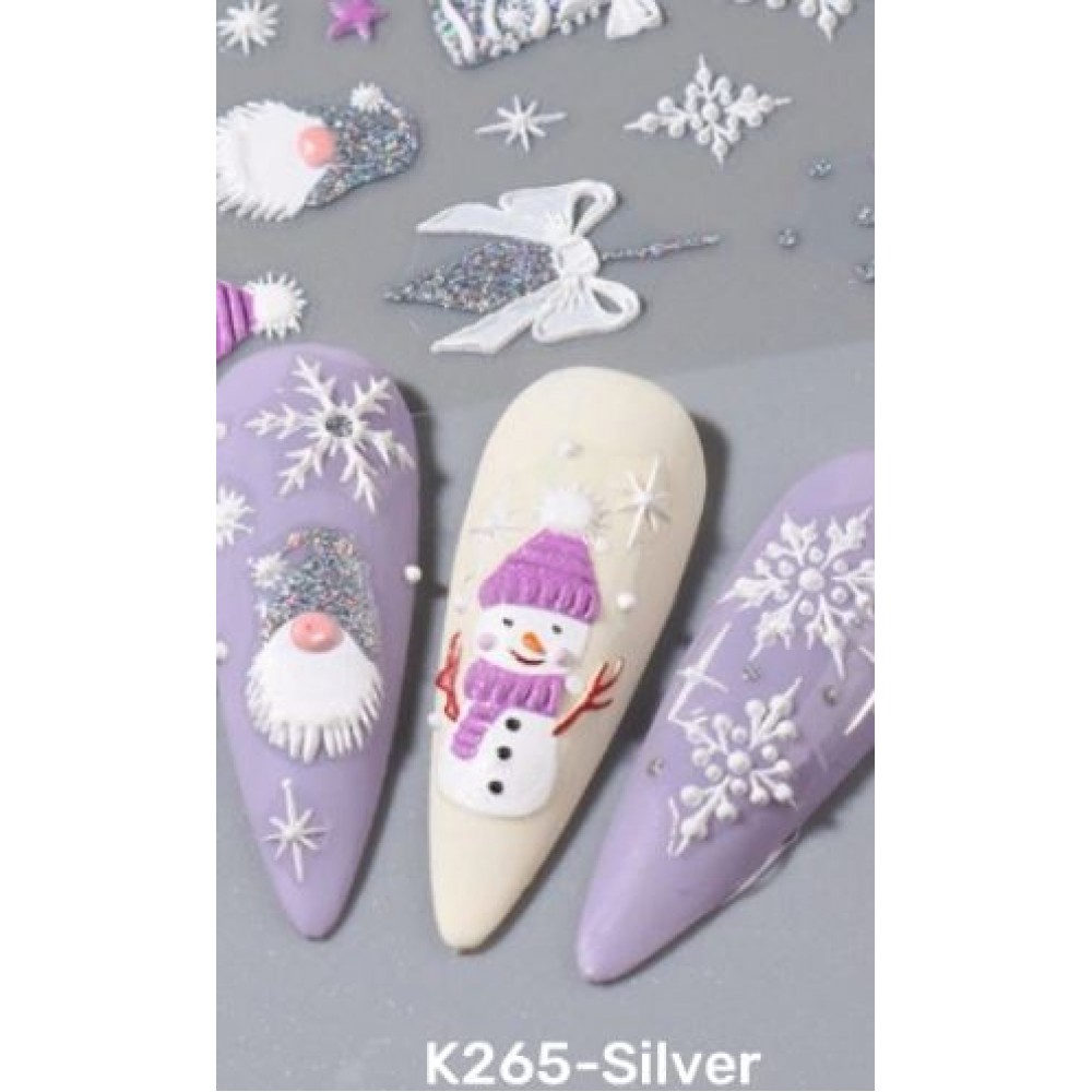 Αυτοκόλλητα Νυχιών Christmas 5D-K265 Silver