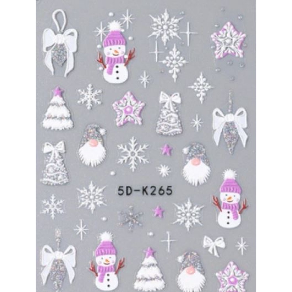 Αυτοκόλλητα Νυχιών Christmas 5D-K265 Silver