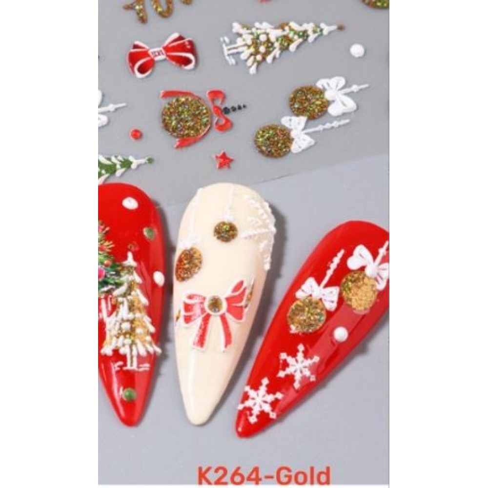 Αυτοκόλλητα Νυχιών Christmas  5D-K264 Gold