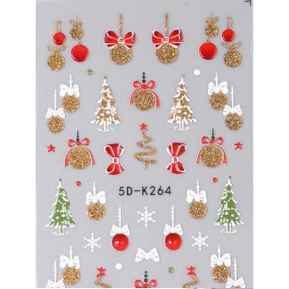 Αυτοκόλλητα Νυχιών Christmas  5D-K264 Gold