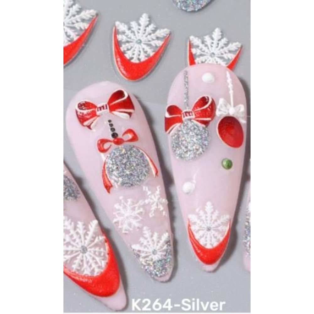 Αυτοκόλλητα Νυχιών Christmas 5D-K264 Silver