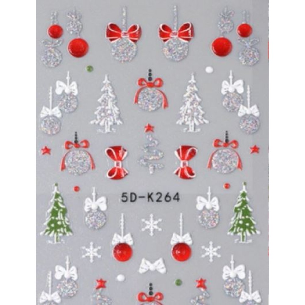Αυτοκόλλητα Νυχιών Christmas 5D-K264 Silver