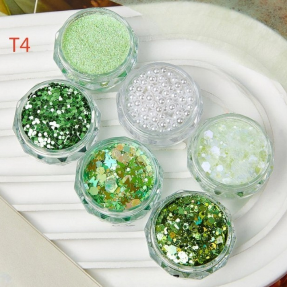 Σετ 6 Glitter Νυχιών No11  T4