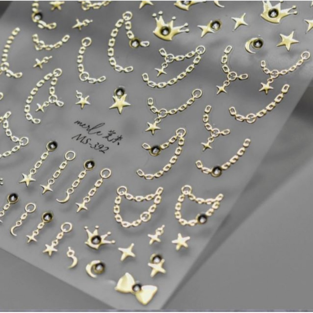 Αυτοκόλλητα Νυχιών 3D MS-392 Gold