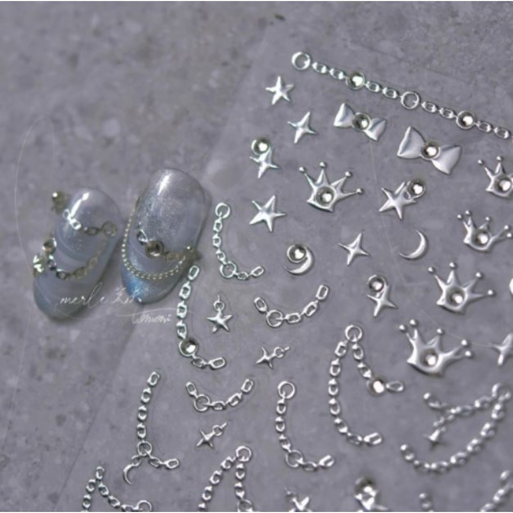 Αυτοκόλλητα Νυχιών 3D MS-392 Silver