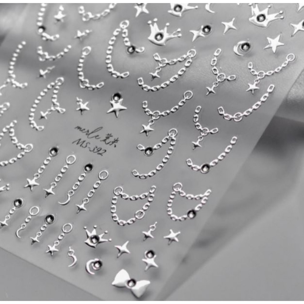 Αυτοκόλλητα Νυχιών 3D MS-392 Silver