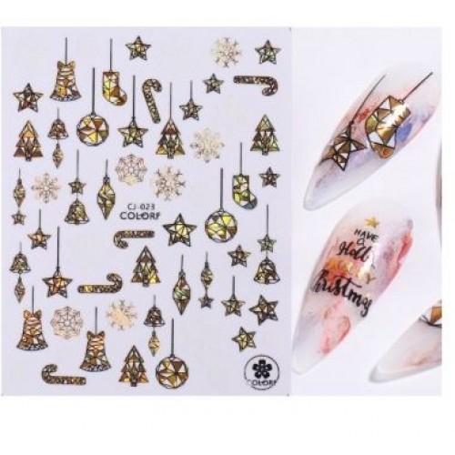 Αυτοκόλλητα Νυχιών Christmas CJ023 Gold