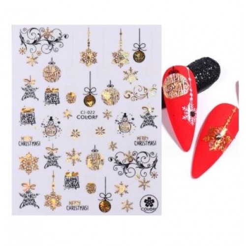 Αυτοκόλλητα Νυχιών Christmas CJ022 Gold