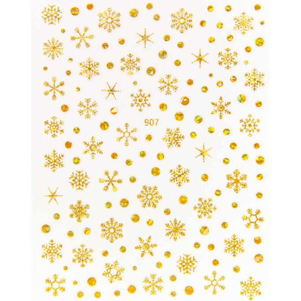 Αυτοκόλλητα Νυχιών Χιονόμπαλες Gold Yellow JO-907