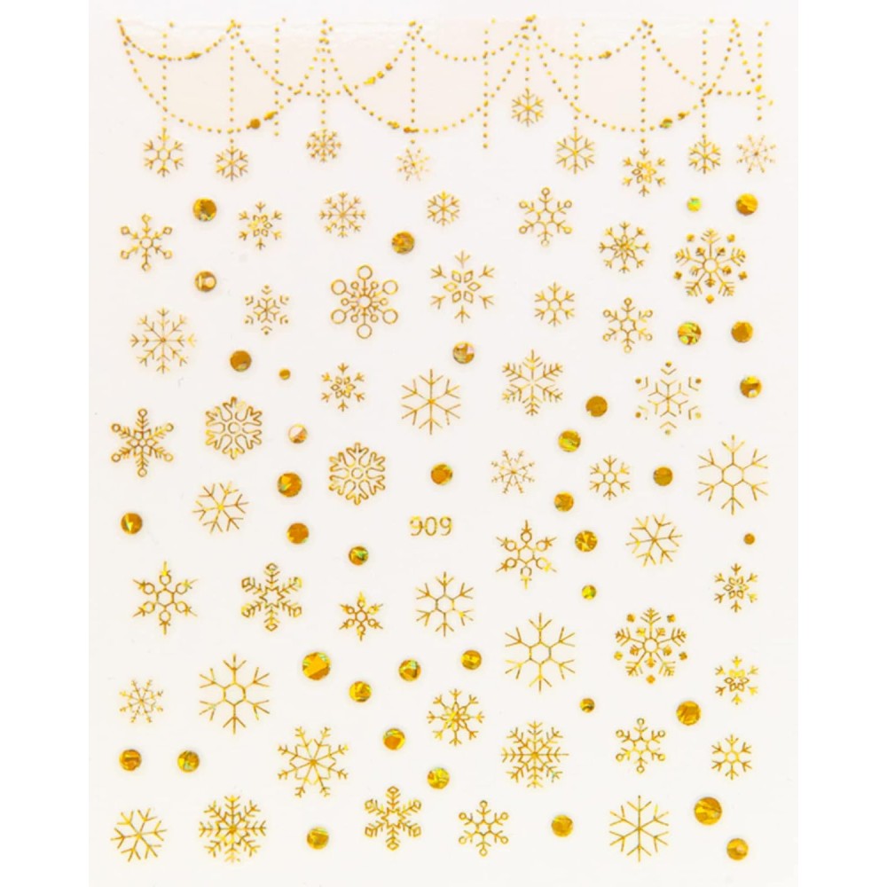 Αυτοκόλλητα Νυχιών Χιονόμπαλες Gold Yellow JO-909