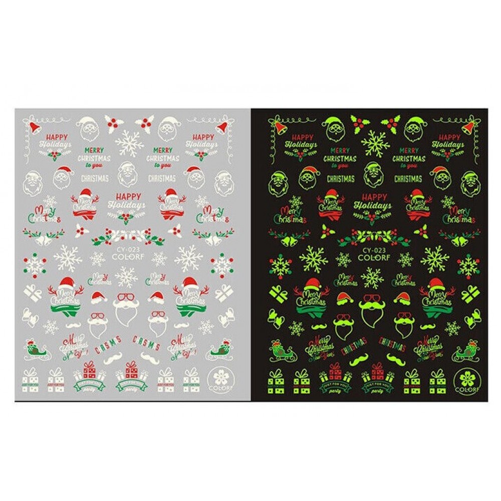 Αυτοκόλλητα Νυχιών Christmas Glow In The Dark  CY-023