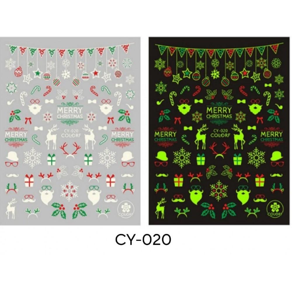 Αυτοκόλλητα Νυχιών Christmas Glow In The Dark  CY-020