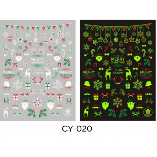 Αυτοκόλλητα Νυχιών Christmas Glow In The Dark  CY-020