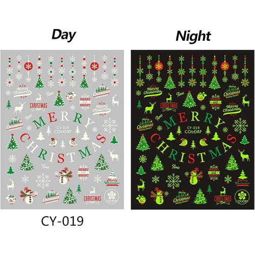 Αυτοκόλλητα Νυχιών Christmas Glow In The Dark CY-019