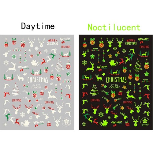 Αυτοκόλλητα Νυχιών Christmas Glow In The Dark  CY-022