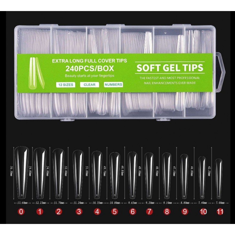 Soft Gel Tips Coffin (Ballerina) 3XL Full Cover 240Pcs 104-2