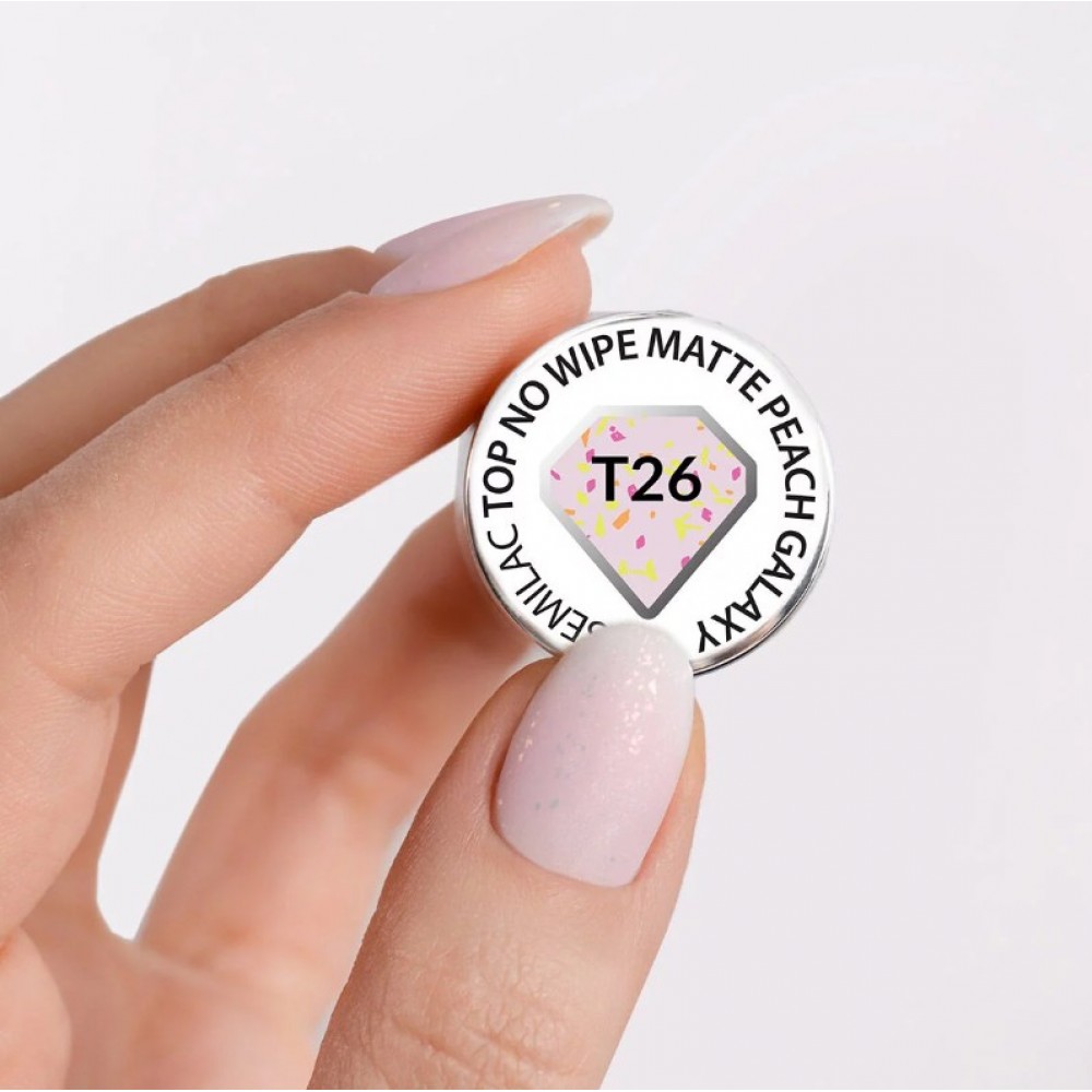 Semilac Ημιμόνιμο Βερνίκι Νυχιών T26 Top No Wipe Matte Peach Galaxy  7ml