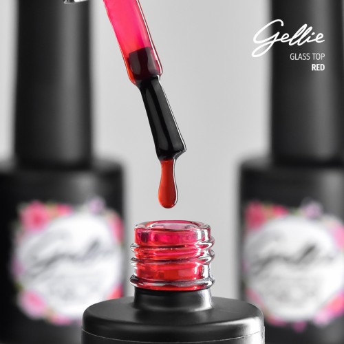 Gellie Ημιμόνιμο Βερνίκι Νυχιών Glass Top No Wipe Red ,10ml