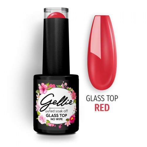 Gellie Ημιμόνιμο Βερνίκι Νυχιών Glass Top No Wipe Red ,10ml