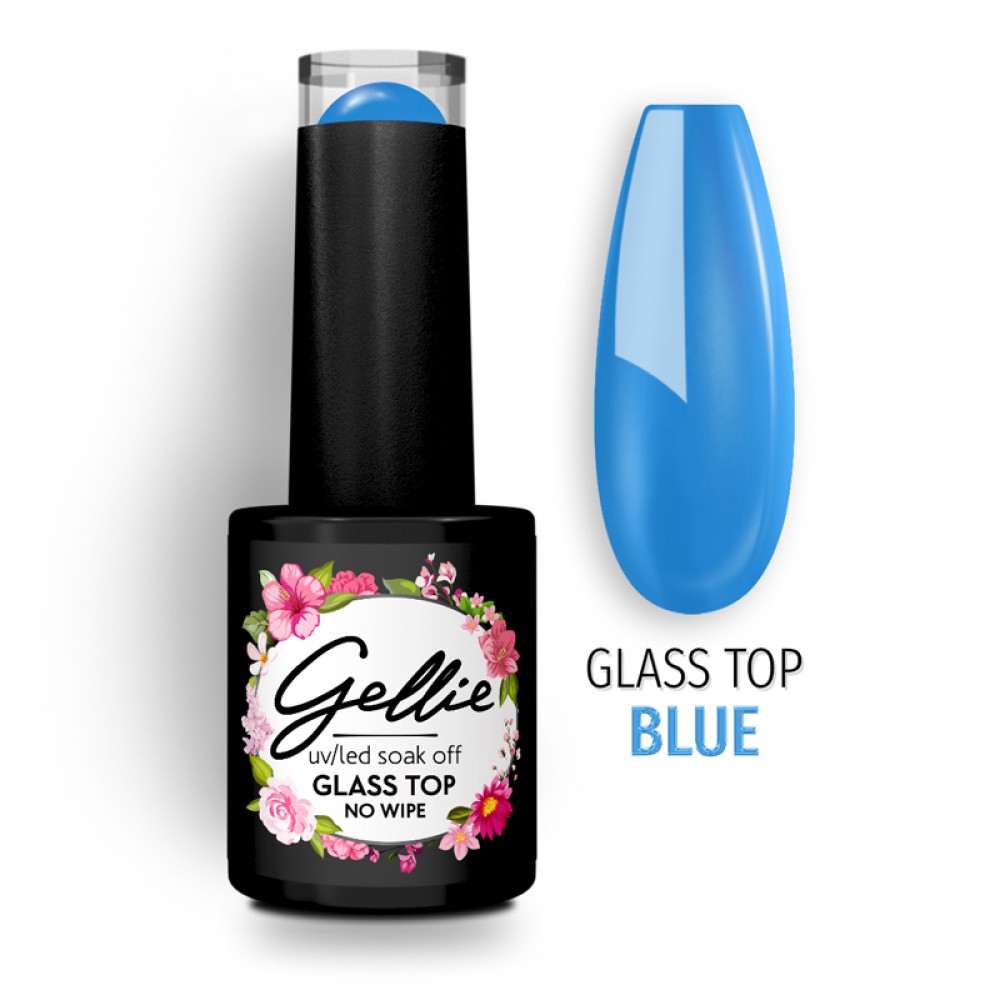 Gellie Ημιμόνιμο Βερνίκι Νυχιών Glass Top No Wipe Blue ,10ml