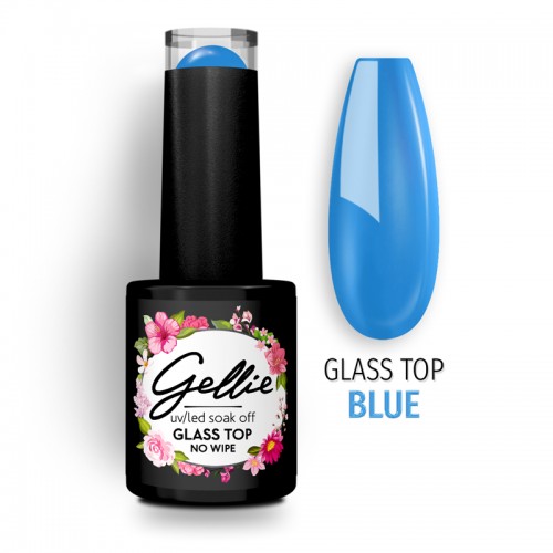 Gellie Ημιμόνιμο Βερνίκι Νυχιών Glass Top No Wipe Blue ,10ml