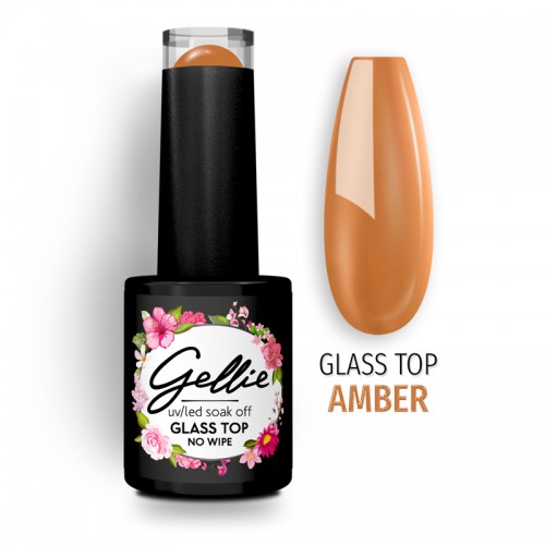 Gellie Ημιμόνιμο Βερνίκι Νυχιών Glass Top No Wipe Amber ,10ml