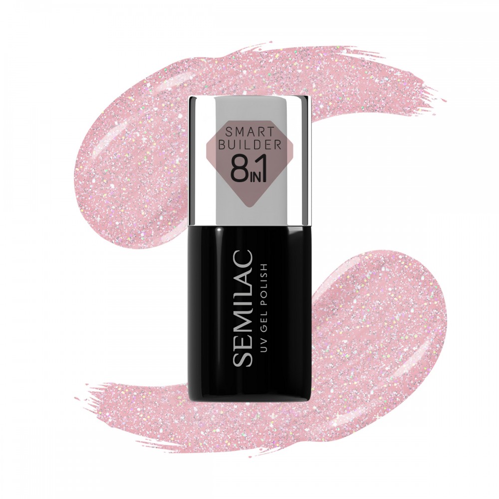 Semilac Ημιμόνιμο Βερνίκι Νυχιών 805 Smart Builder Glitter Dirty Nude Rose 7ml