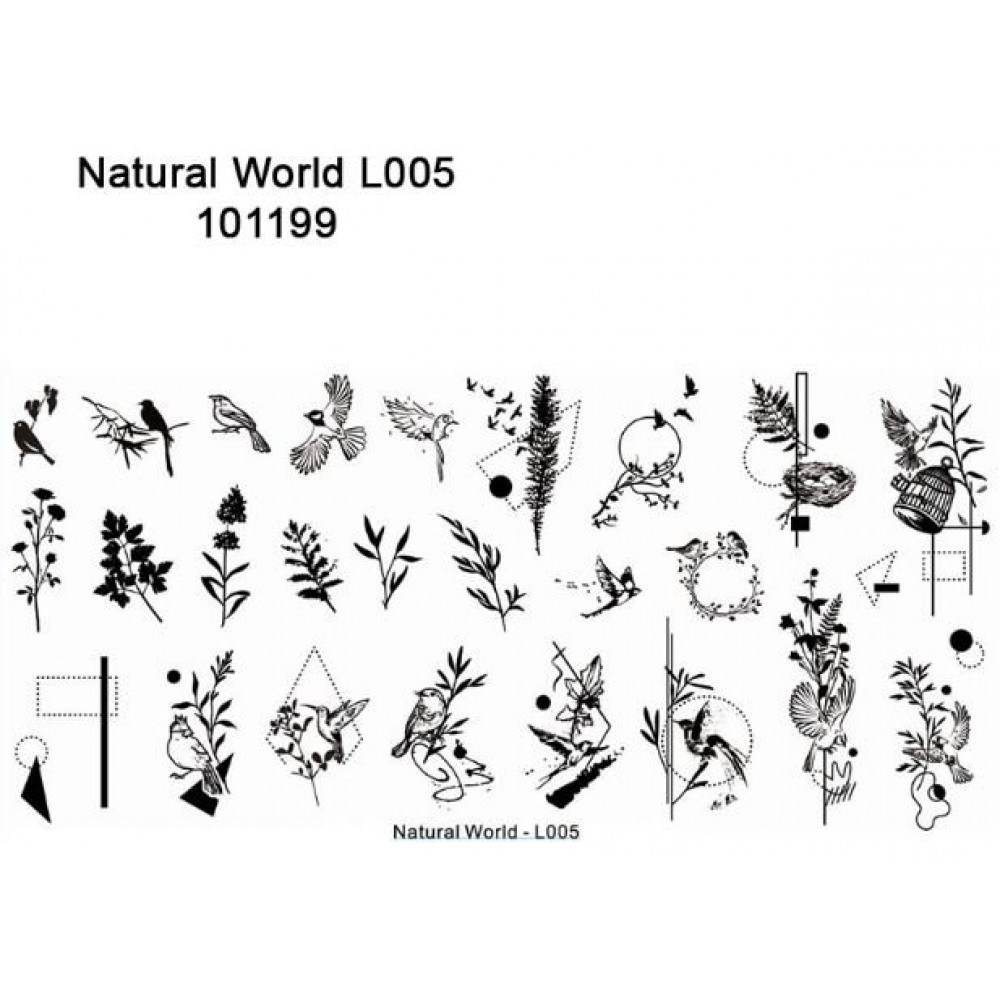J.K Stamping Plate Για Σχέδια Nail Art Natural World L005