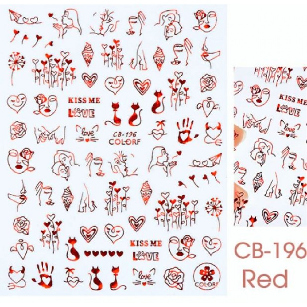 J.K Αυτοκόλλητα Νυχιών CB196 RED (122480)