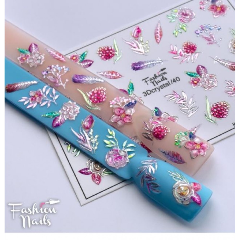 J.K Αυτοκόλλητα Νυχιών Fashion Nails Crystal 3D 40 (114269)