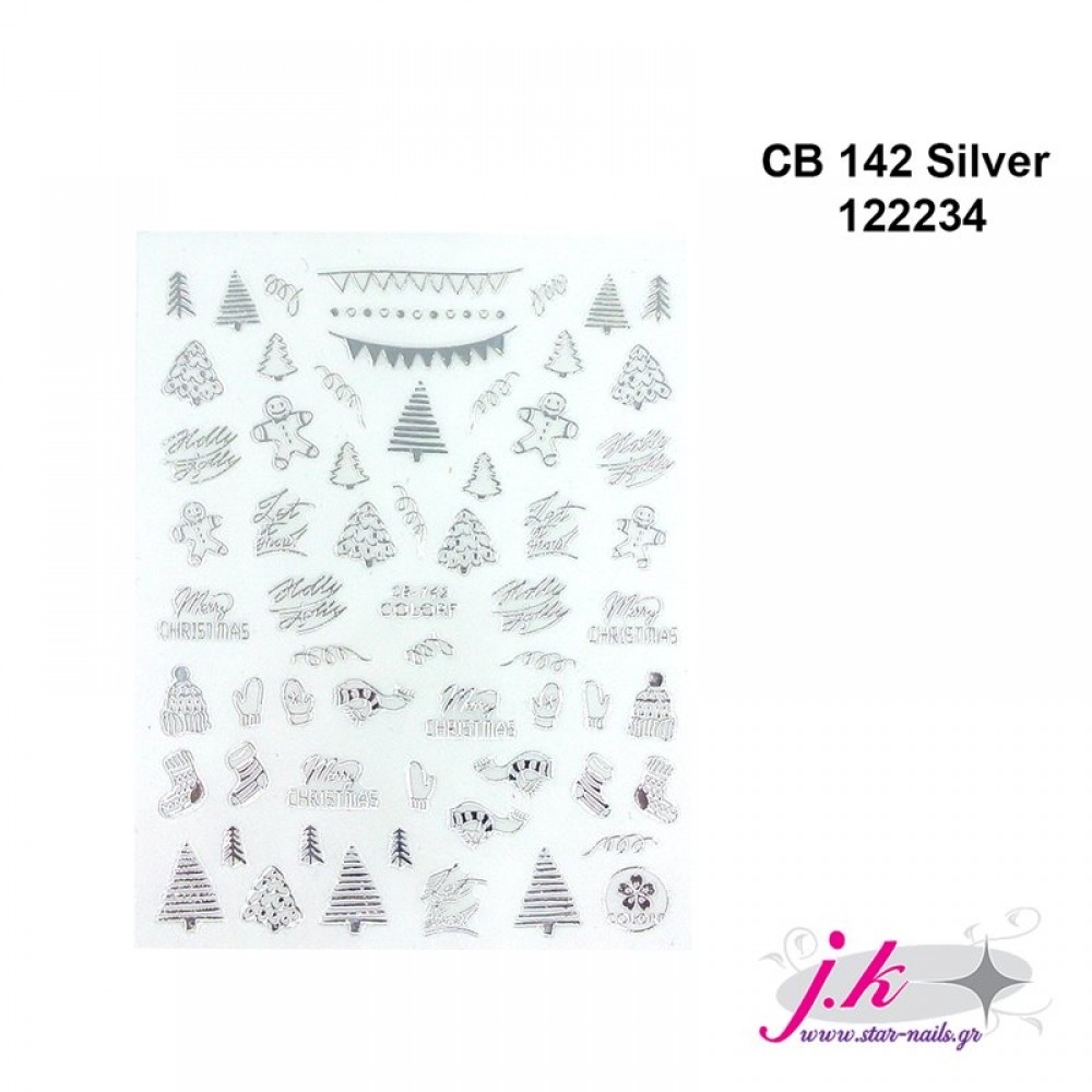 J.K Αυτοκόλλητα Νυχιών Cb 142 Silver (122234)