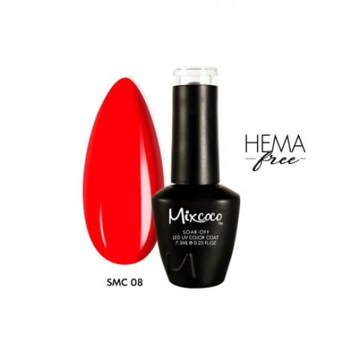 Mixcoco SMC008 Ημιμόνιμο Βερνίκι 7.5ml Κόκκινο της Φωτιάς Hema Free