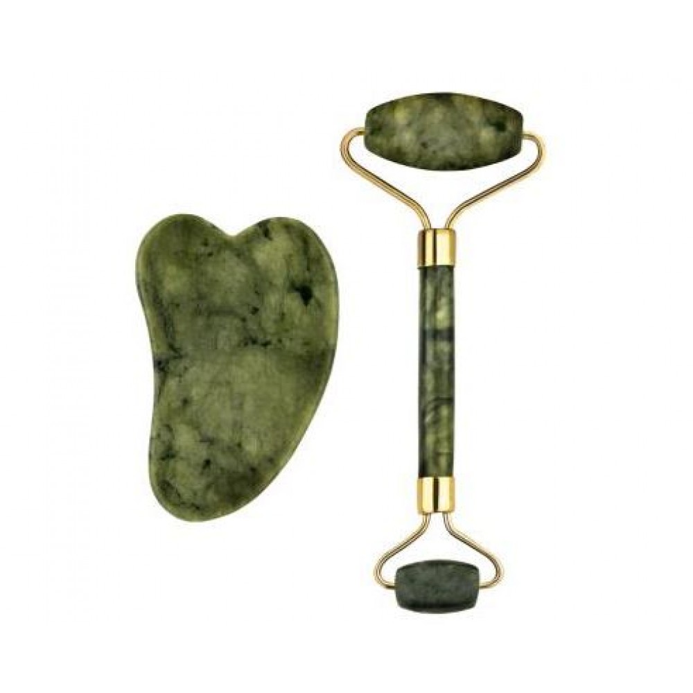 Paw Jade Roller Και Εργαλείο Gua Sha Πράσινο (Jadeit)