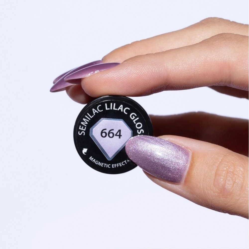 Semilac Ημινόνιμο Βερνίκι Νυχιών 664 UV Gel Polish Lilac Gloss, 7ml Semilac Ημινόνιμο Βερνίκι Νυχιών 664 UV Gel Polish Lilac Gloss, 7ml