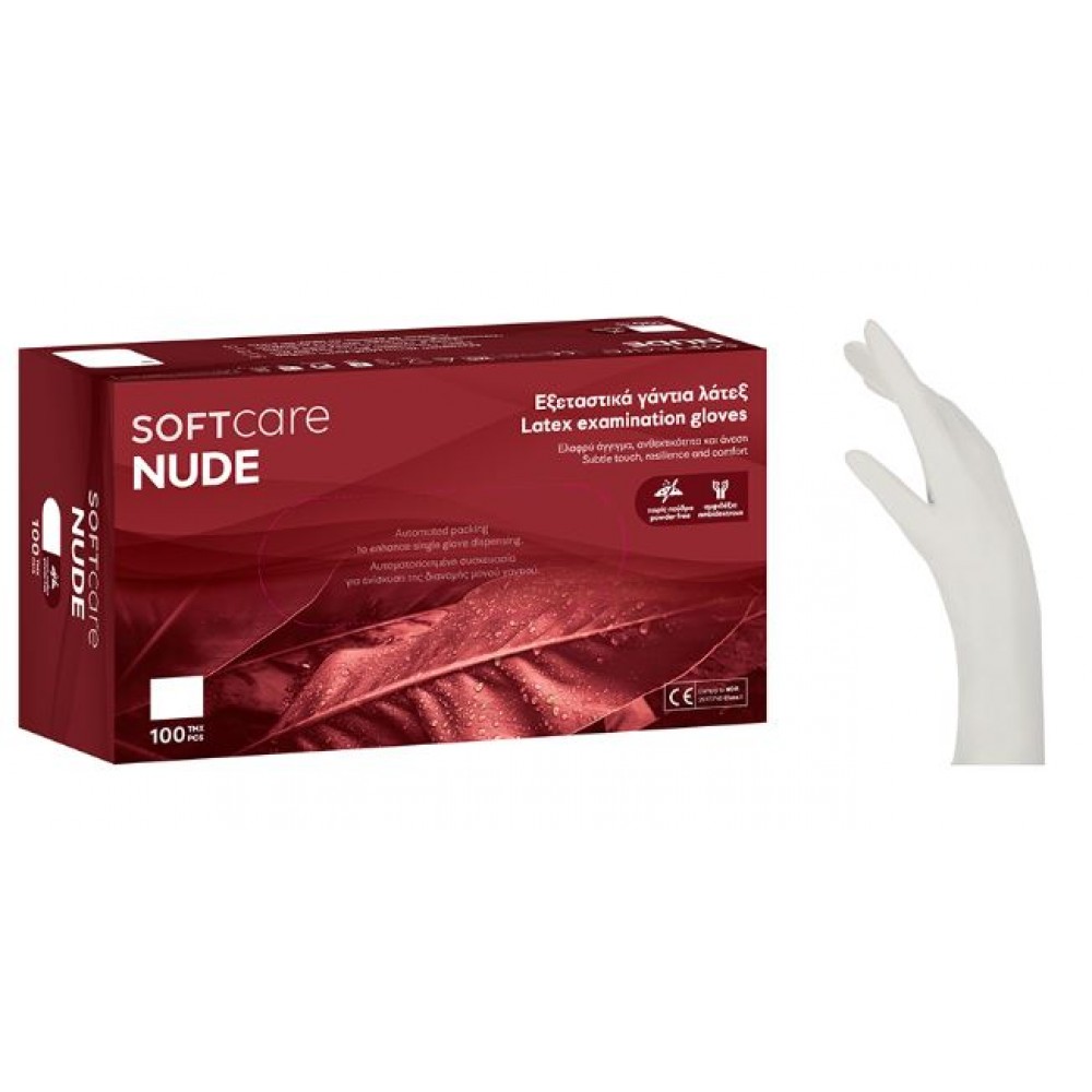 Sof Γάντια Latex  Nude xωρίς πούδρα Λευκό 100 Τμχ. Small (110.202)