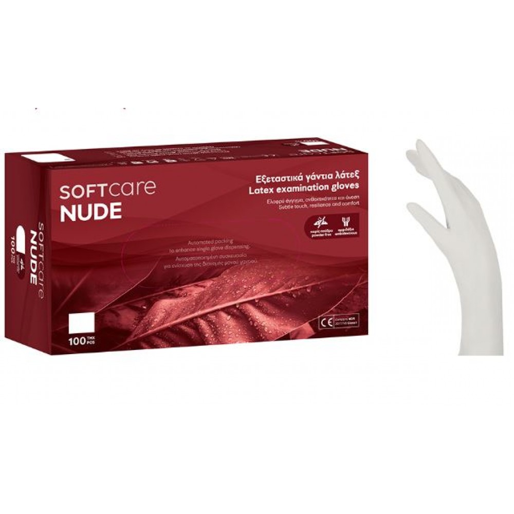 Sof Γάντια Latex  Nude xωρίς πούδρα Λευκό 100 Τμχ. X-Small (110.202)