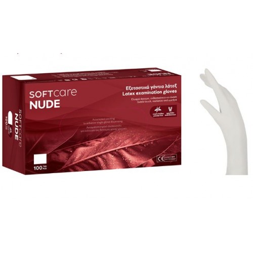 Sof Γάντια Latex  Nude xωρίς πούδρα Λευκό 100 Τμχ. X-Small (110.202)