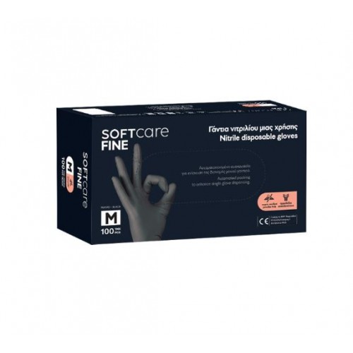 Sof Γάντια Νιτριλίου Mαύρο Fine 100 Τμχ. Medium (110.293.M)