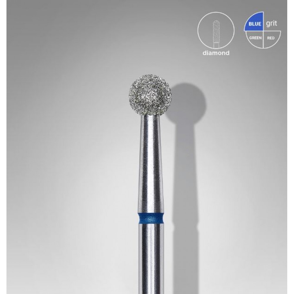Staleks Diamond nail drill bit, "ball", blue, head diameter 4 mm