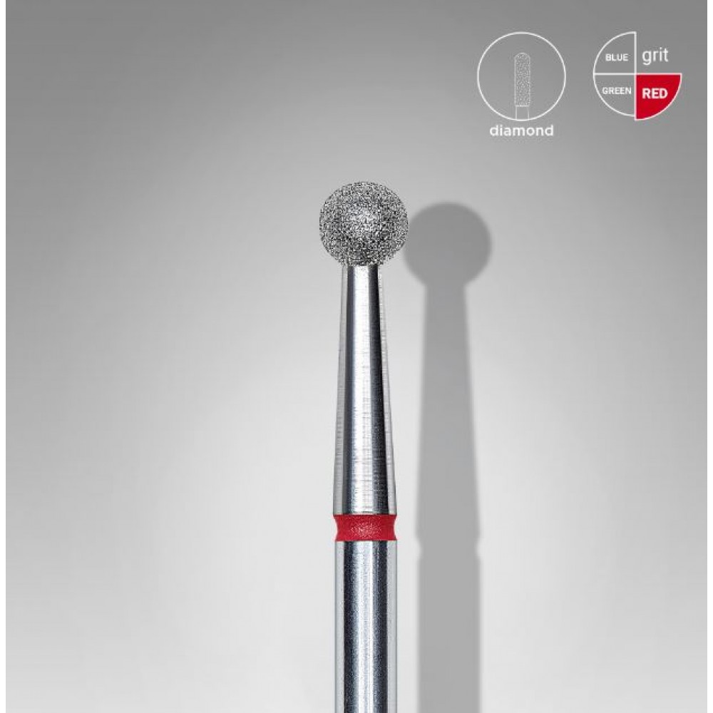 Staleks Diamond nail drill bit, "ball", red, head diameter 3.5 mm