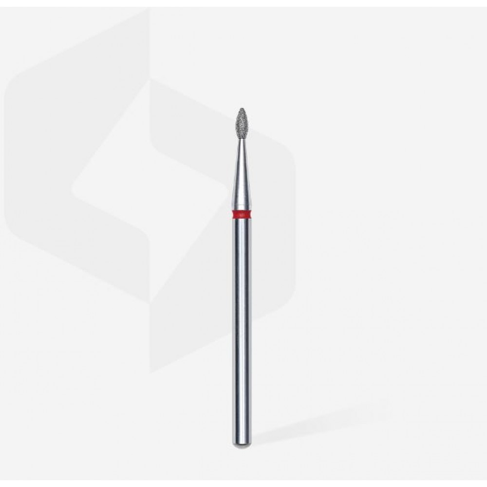 Staleks Diamond nail drill bit, "drop" , red, head diameter 1.6 mm, working part 4 mm