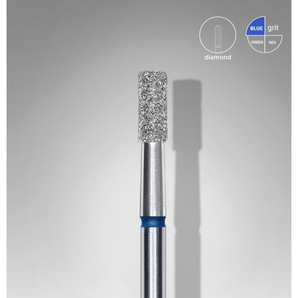 Staleks Diamond nail drill bit "cylinder", blue, head diameter 2.5 mm, working part 6 mm