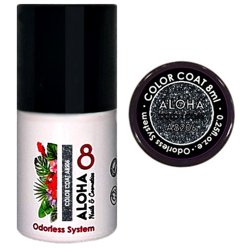 Aloha Ημιμόνιμο Βερνίκι Color Coat A8206 Blue Gray Metallic With Shimmer, 8ml