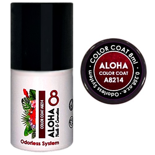 Aloha Ημιμόνιμο Βερνίκι Color Coat A8214 Dark Ruby Red Metallic With Shimmer ,8ml